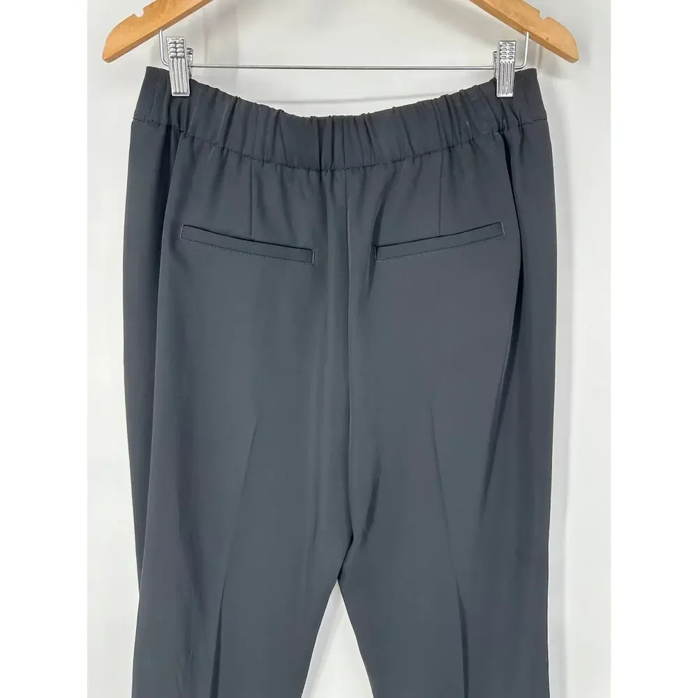 VINCE Mid-Rise Tapered Pull-On Pants Ankle Straight Wide Leg Trouser, Black - Picture 8 of 15